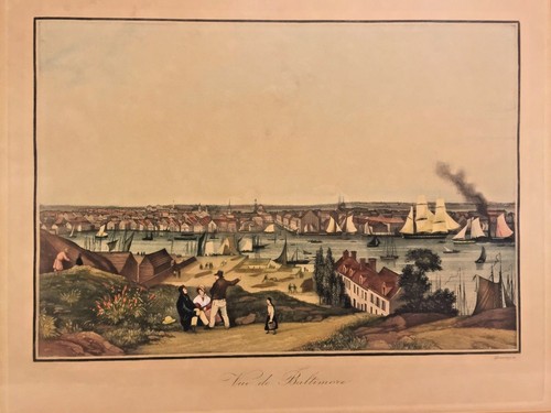 Hormiga francesa "Vue De Baltimore" puerto grabado por un grabador Garneray enmarcado - Imagen 2 de 12