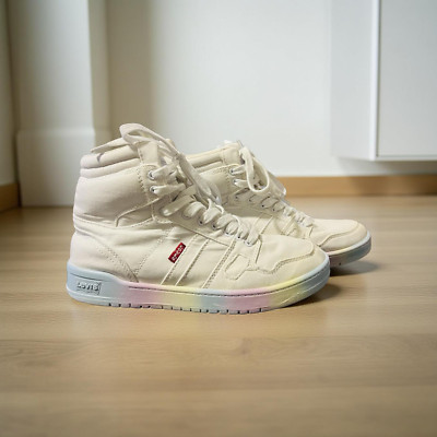 GUC Levis Women's BB-HI-Ombre Sneakers Canvas High-Top Shoes off White Size 6