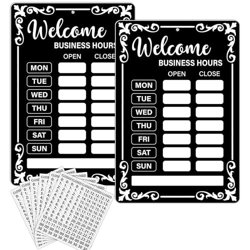 2Pcs Business hours sign Open hours signs for business Changeable store black - Picture 2 of 8