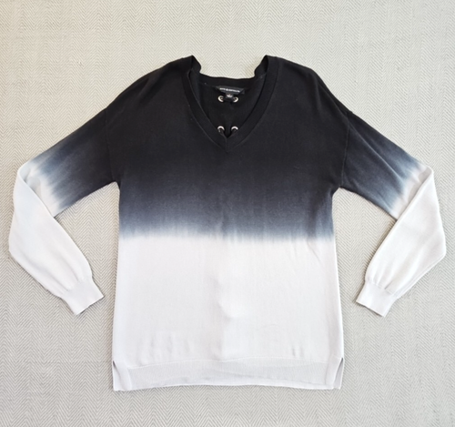 Rock & Republic Women's Knitted Long Sleeve Lace Up Back Ombre Sweater Small