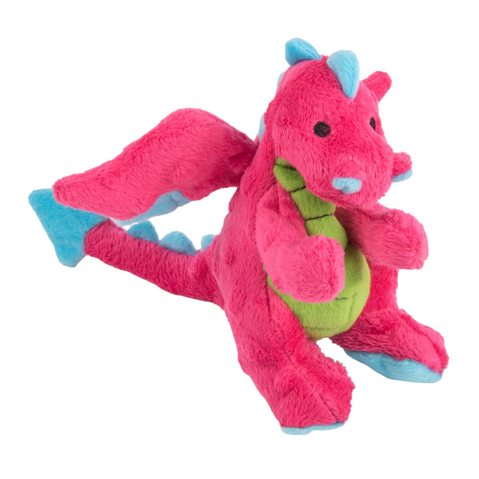 goDog Dragons Squeaky Plush Dog Toy with Chew Guard Technology, Small, Pink 