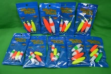 9 pKs Bett's Billy Boy Bobbers Weighted & Styrofoam, Snap On Cigar,New In Pk
