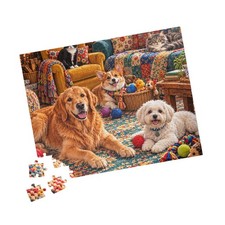 Happy Dogs in Cozy Living Room Puzzle  110 Piece