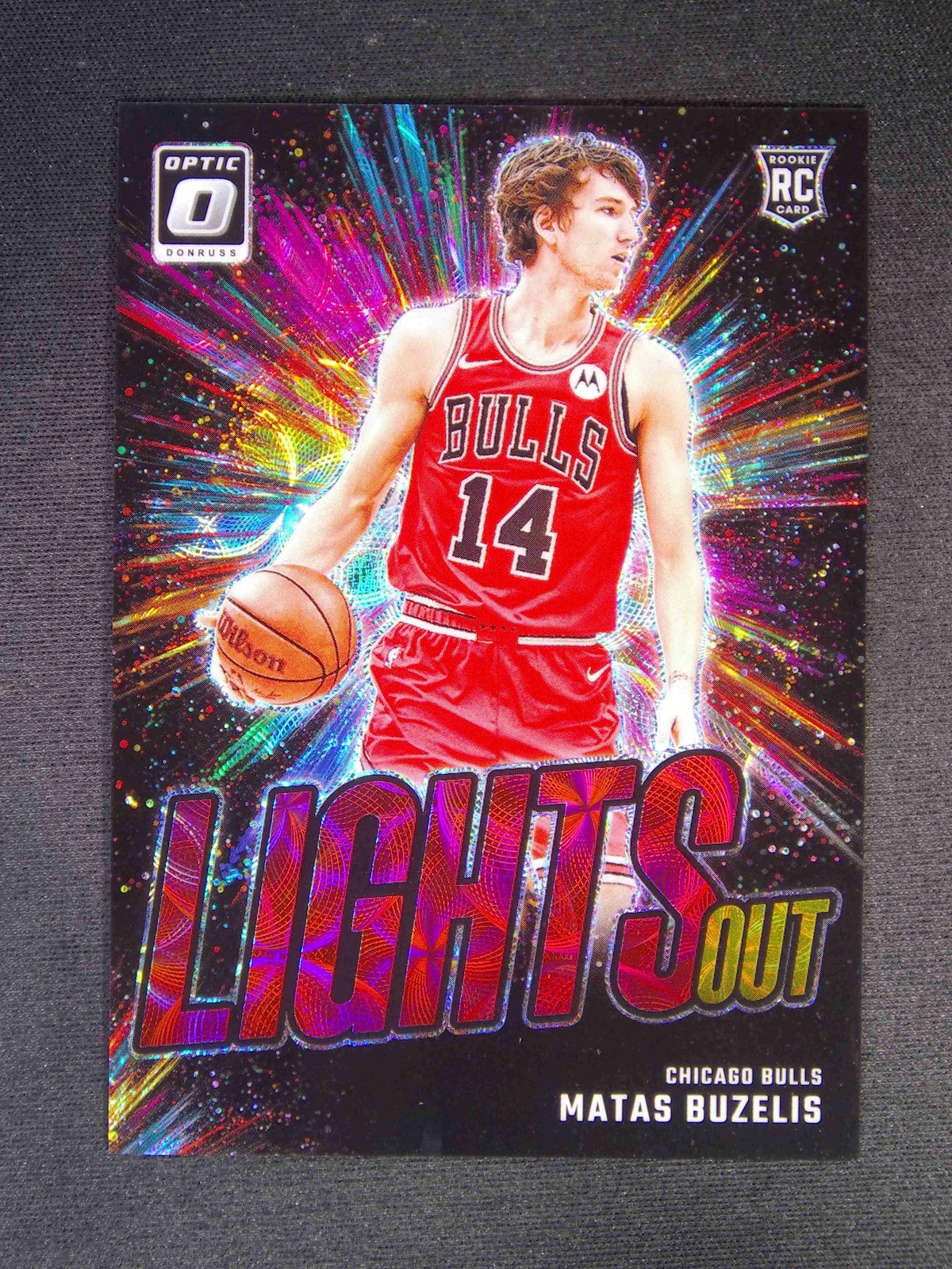 2024-25 Panini Donruss Optic Matas Buzelis #6 RC Lights Out Red Gold Scope /99