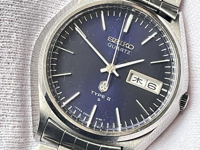 SEIKO Type II 0903-6000 Quartz Watch 1976 Black Dial 38mm
