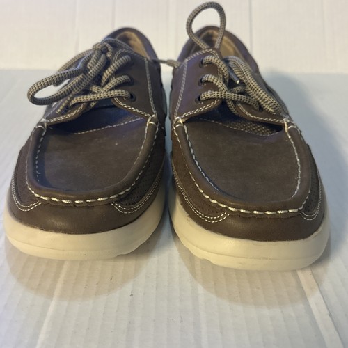 Margaritaville Anchor Brown Men's 9 Leather Boat Shoes Lace 2 Eye - Picture 2 of 9
