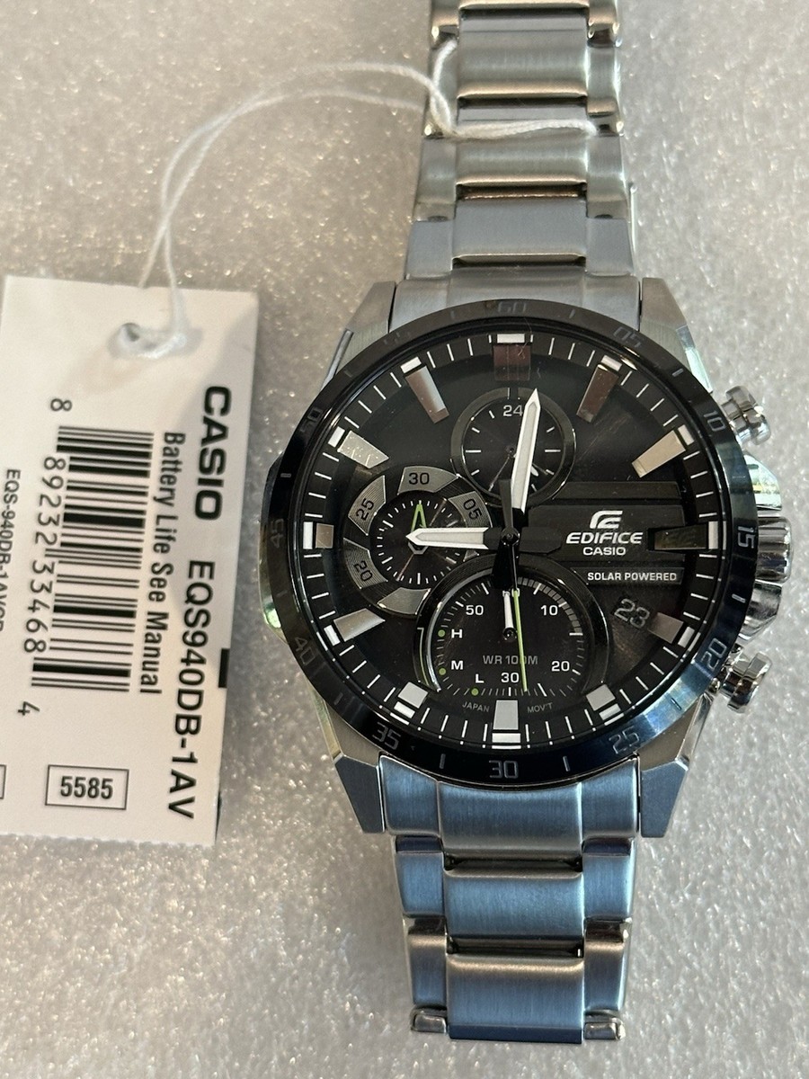 Casio Edifice EQS-940DB-1AV Solar Chronograph Silver Steel Black