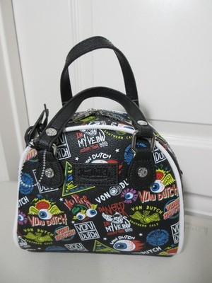 NEW    VON DUTCH BLACK JAX FLYING EYEBALL   BLACK    BOWLER SATCHEL/SHOULDER BAG