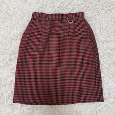 Christian Dior Sports Vintage Wool Check Mini Skirt Red Black M Distressed US XS