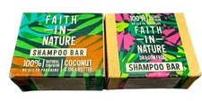 2X Shampoo Bar Faith In Nature  100% Natural Origin No SLS or Parabens 3.0 oz ea