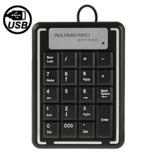 USB Wired Ultra-Thin Numeric Keypad for Laptops, 19-Key, Non-Synchronous Input