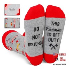 Appreciation Gifts Ideas - Socks for Truck Medium Fireman is Off Duty Red