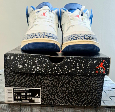 Jordan Spizike Low Men's Low Top Leather Colorblock White Blue Red Sneakers
