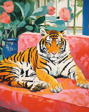 Tucocoo Wild Animal Tiger Laying on Sofa DIY Paint by Numbers for Adults Childli