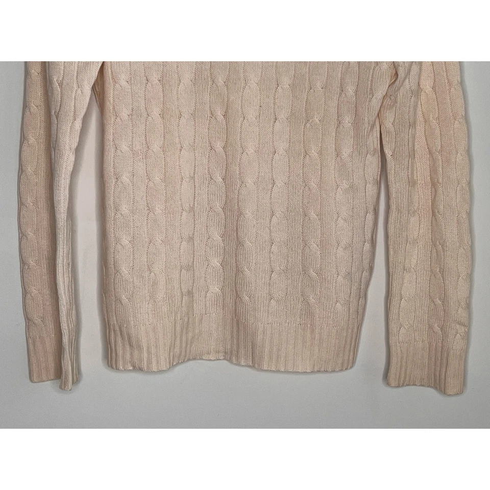 Suéter Ralph Lauren Etiqueta Negra Cachemira Tejido con Cable Cuarto Cremallera Crema Para Mujer M Foto 3 de 4