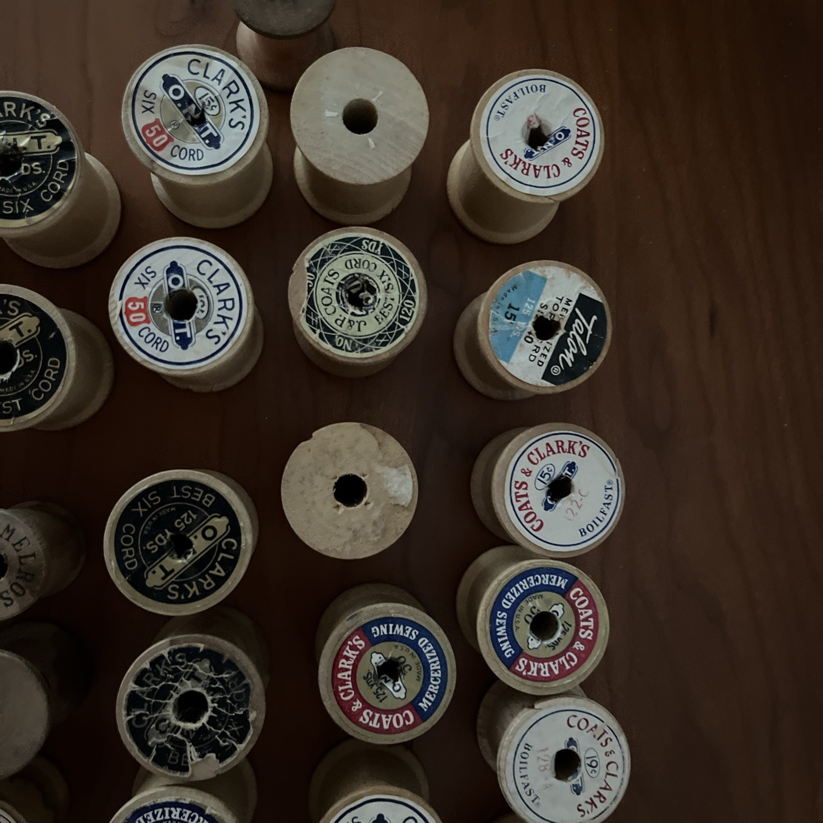 Lot 84  Vintage J&P Coats & Clark Star  Talon Sewing Thread Empty Wooden Spools