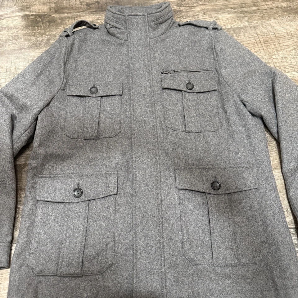 Abrigo de invierno Express 4 bolsillos gris mezcla de lana tweed | XL para hombre Foto 2 de 4