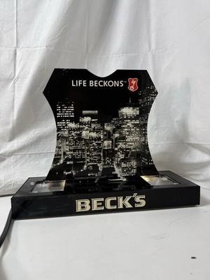 Beck's Beer Life Beckons Lighted Bar Sign Acrylic Skyline Display Man Cave