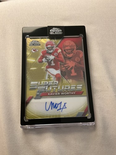 Xavier Worthy 2025 Topps Chrome Black Auto Gold Super Futures /50 SEALED