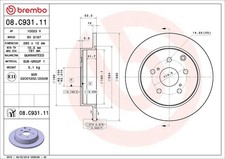 2x BREMBO Disque de frein Arrière pour TOYOTA Prius Plus (ZVW4) Mirai (JPD10)