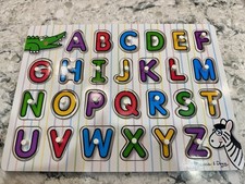 Melissa  Doug Lift  See Peg Puzzle Alphabet Wooden Educational Toy