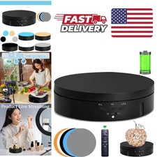 Black Motorized Turntable Display Stand for Jewelry and Collectibles with Remote