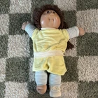 Cabbage Patch Kids Soft Body Girl Doll Brown Curly Hair Yellow Outfit