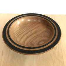 Small Carved Oak Wood Bowl Hand Crafted Natural Wooden Grain Dark Wood Rim 16cm