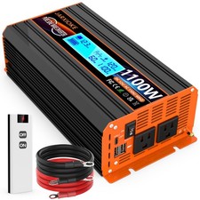 Inverter di Potenza 1100W Onda Sinusoidale Pura da 12V a 110V per Camper Fuori Rete Solare Wireless