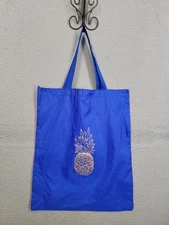 Aquazzura Firenze Blue Lightweight Tote Bag 18x15 Reusable Shopping Bag Pineappl