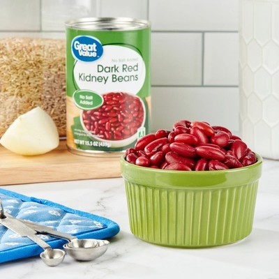(12 pack) Great Value Dark Red Kidney Beans, No Salt Added, 15.5 oz