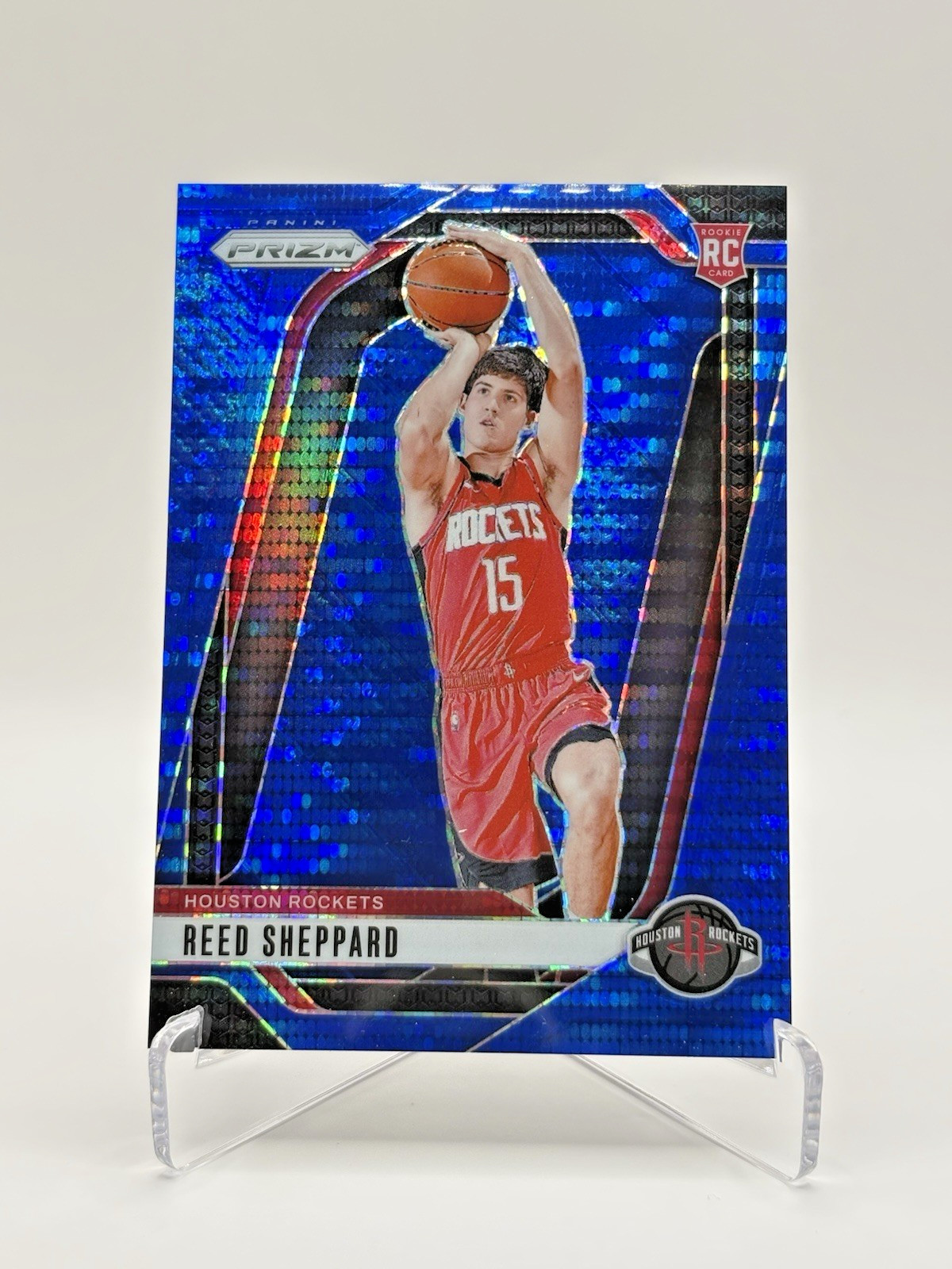 2024-25 Panini Prizm Reed Sheppard #268 Blue Pulsar /99 Rookie RC Rockets