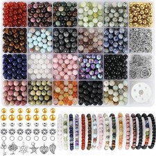 996 Pcs 6mm Natural Stone Beads, Beads for Jewelry Making 20 Colors 