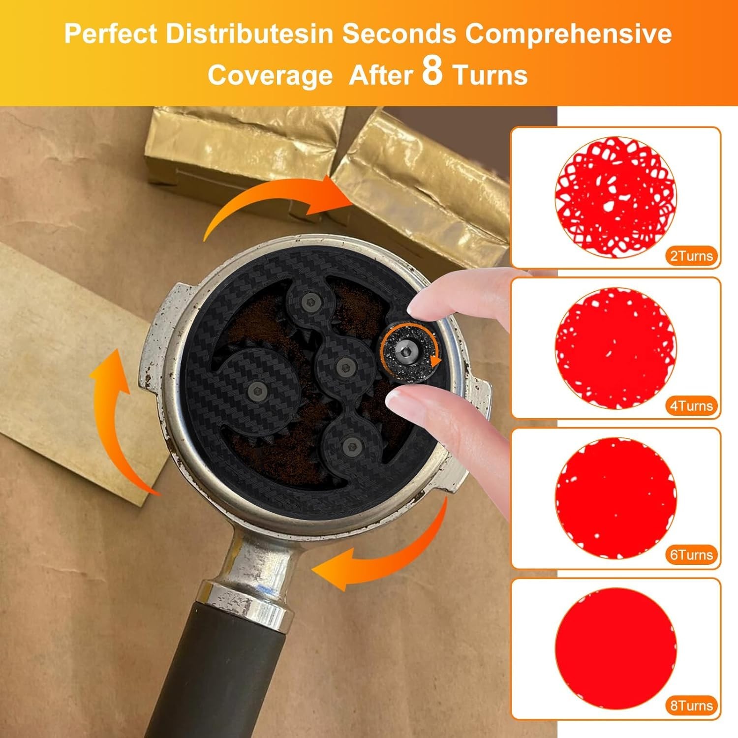 WDT Tool Espresso V3-58MM Espresso Distribution Tool, Geared Spinning Espress...