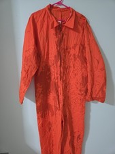 Jailbird Long-Sleeve Orange Jumpsuit/Coveralls Prisoner Costume 44" Chest 5' Ta