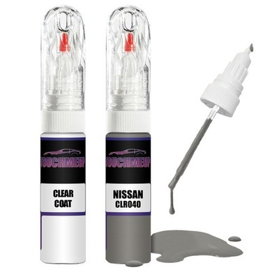 Lackstift für NISSAN DEEP SILVER CLR040 + Klarlack Pinsel Kratzer Fix Kit
