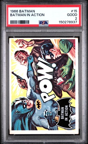 1966 Topps Batman Black Bat #15 Batman in Action — PSA 2