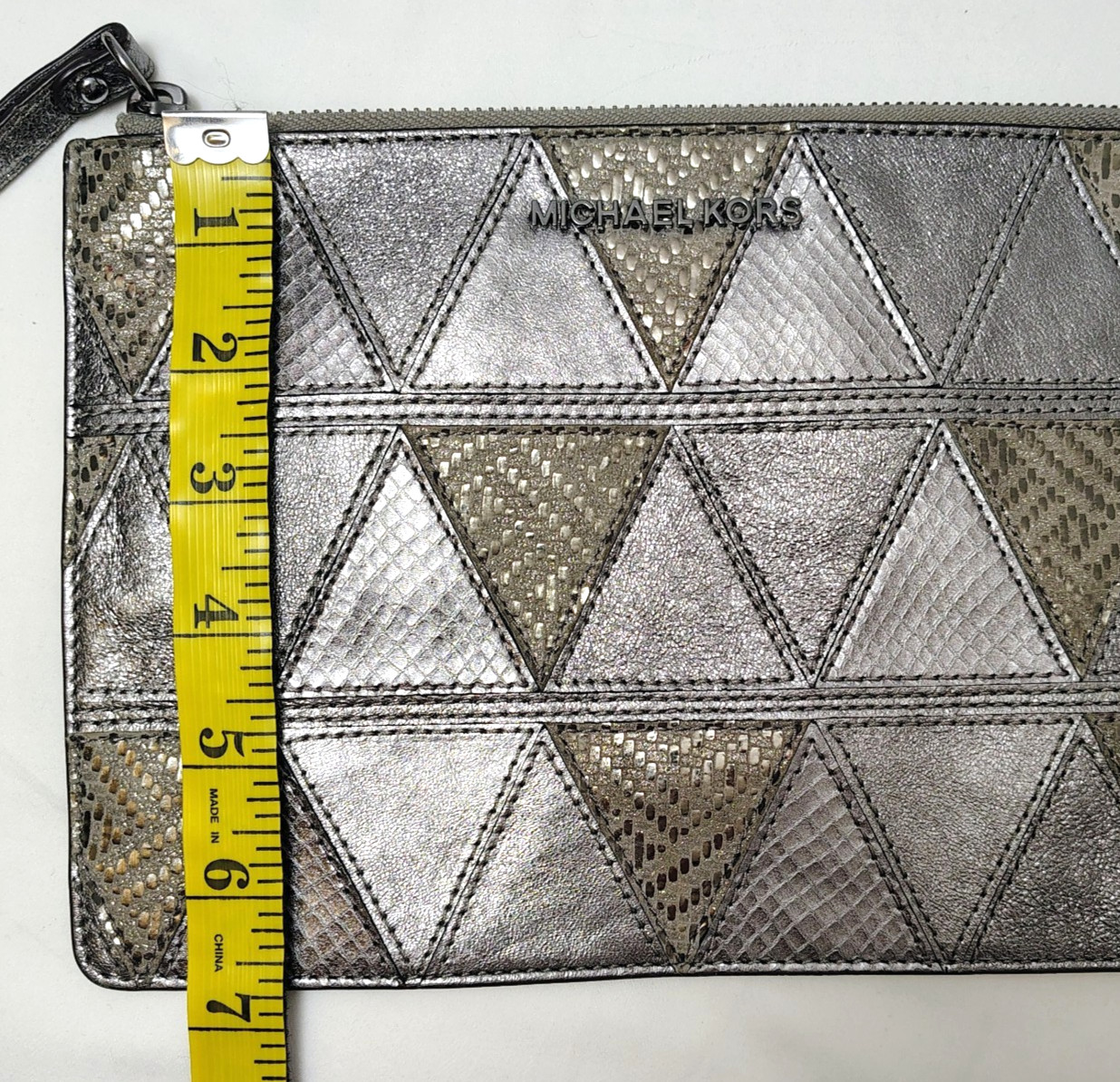 Michael Kors Silver Metallic Patchwork Snake Embo… - image 8