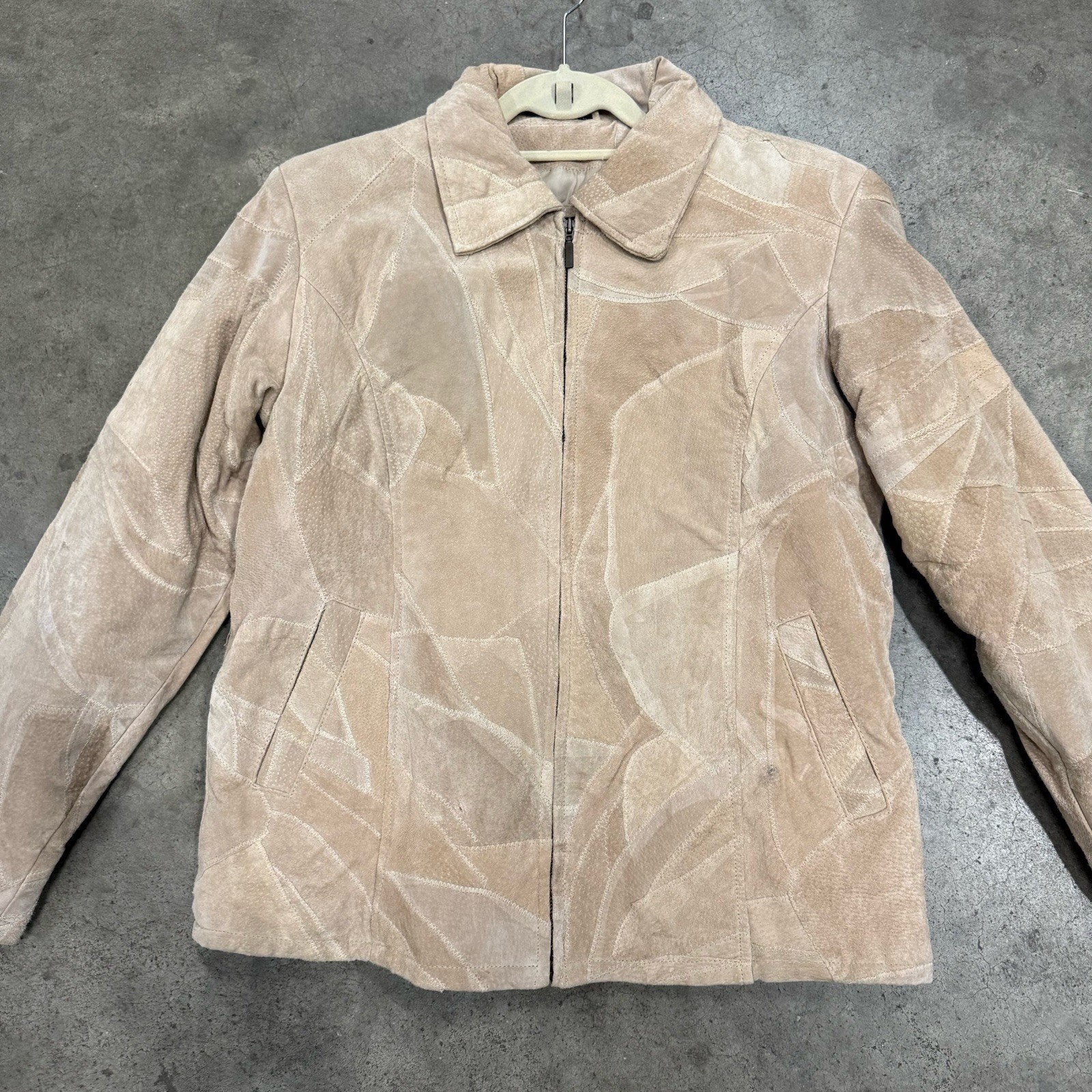 Vintage Patchwork Suede Size Large Two Pockets In… - image 1