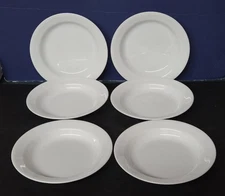 6 Corelle Winter Frost White Flat Wide Rimmed Soup Pasta Bowls 8.5"