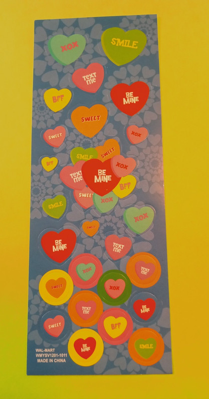 Wal-mart Valentine sticker strip