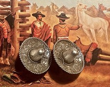 Vintage Mexican Sombrero Solid Sterling Spur Conchos