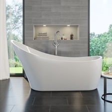 Freestanding Bath Luxury Double Ended Acrylic Bathtub & Waste White 1650x690mm