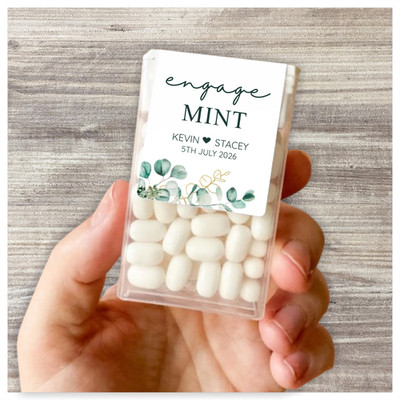 16 x personalisierte Verlobungs-Neuwertig Aufkleber | Verlobungsfeier Gastgeschenke | Tic Tacs