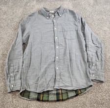 J Crew Shirt Mens Large Slim Fit Flannel Button Down Gray Cotton Outdoor