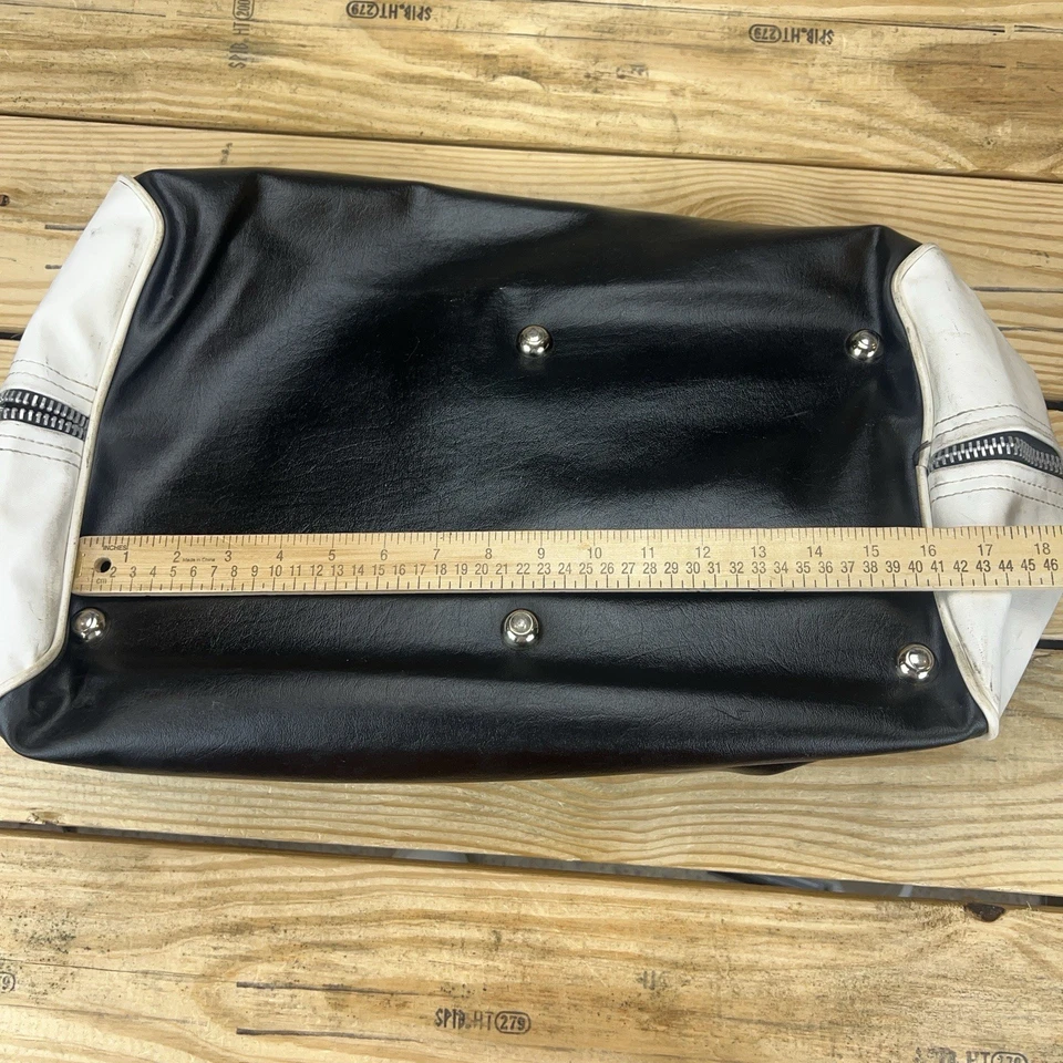 Vintage Harrison High School 16" Black and White Vinyl Nasco Gym Bag 1970s - Image 3 of 4