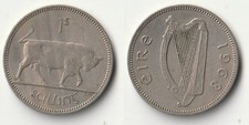 1968 Ireland 1 shilling coin