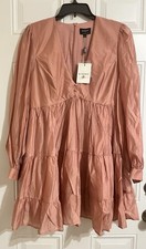 NWT Bardot Harlow Mini Dress Blush Dusty Rose Pink V Neck A-Line Women’s XL /10