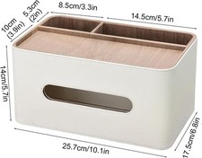PU Leather Tissue Box Cover Rectangular with Storage Organizer, Multifunction
