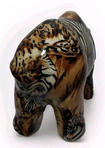 Collectible Rare La Vie Collage Safari Collection Patchwork Standing Rhinoceros - Picture 3 of 5